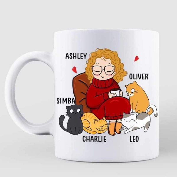 Chibi Coffee Girl And Her Cats Personalized Mug Chibi Coffee Girl And Her Cats Personalized Mug