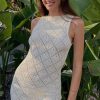 Chic Round Neck Sleeveless Crochet Knit Beach Vacatin Maxi Dress - Beige Chic Round Neck Sleeveless Crochet Knit Beach Vacatin Maxi Dress - Beige
