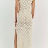 Chic Round Neck Sleeveless Crochet Knit Beach Vacatin Maxi Dress - Beige Chic Round Neck Sleeveless Crochet Knit Beach Vacatin Maxi Dress - Beige