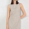 Chic Round Neck Solid Color Fitted Sleeveless Mini Dress - Khaki Chic Round Neck Solid Color Fitted Sleeveless Mini Dress - Khaki