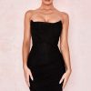 Chic Ruched Strapless Mini Corset Cocktail Party Dress - Black