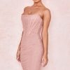 Chic Ruched Strapless Mini Corset Cocktail Party Dress - Pink