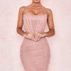 Chic Ruched Strapless Mini Corset Cocktail Party Dress - Pink