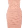 Chic Ruched Strapless Mini Corset Cocktail Party Dress - Pink