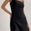 Chic Square Neck High Slit Bodycon Sleeveless Formal Maxi Dress - Black Chic Square Neck High Slit Bodycon Sleeveless Formal Maxi Dress - Black