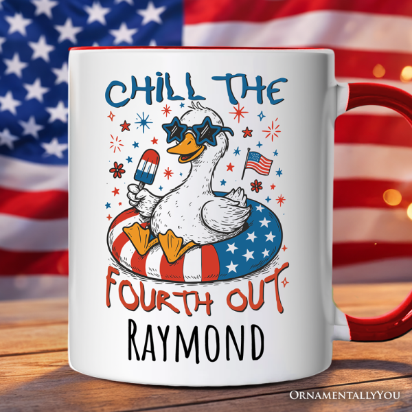 Chill The Fourth Out Goose Personalized Mug, Funny Patriotic 4th of July Gift with Custom Name Chill The Fourth Out Goose Personalized Mug, Funny Patriotic 4th of July Gift with Custom Name