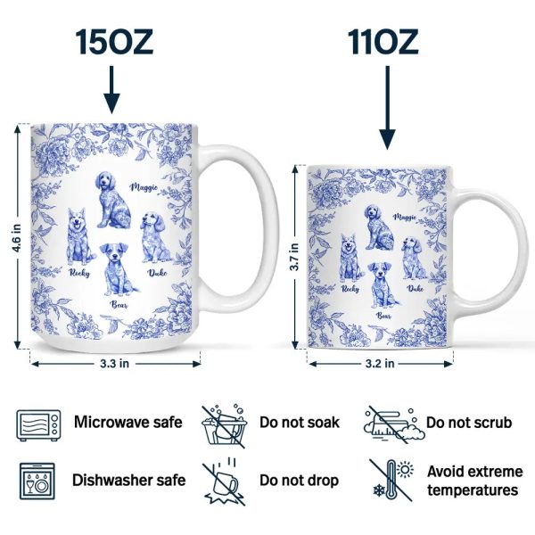 Chinoiserie Toile Dog - Personalized White Edge-to-Edge Mug