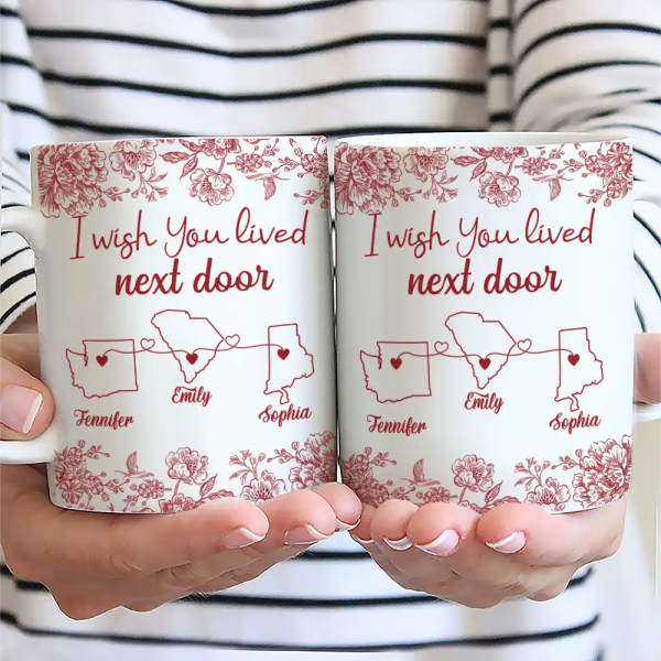 Chinoiserie Toile I Wish We Lived Closer - Personalized Mug Chinoiserie Toile I Wish We Lived Closer - Personalized Mug