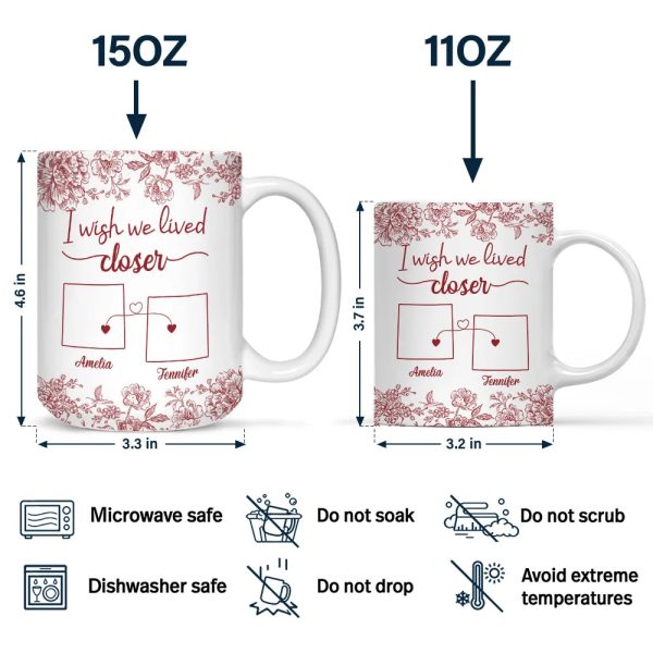 Chinoiserie Toile I Wish We Lived Closer - Personalized Mug Chinoiserie Toile I Wish We Lived Closer - Personalized Mug