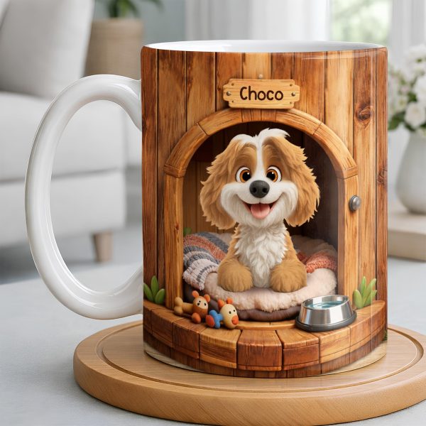 Choco, Cute Dog In A Cozy Dog House - Personalized Custom Coffee Mug - DOG135_MG