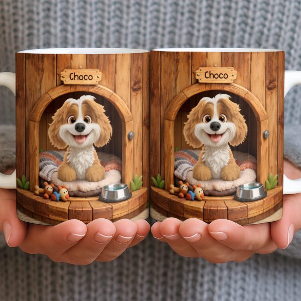 Choco, Cute Dog In A Cozy Dog House - Personalized Custom Coffee Mug - DOG135_MG