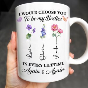 Choose You To Be My Besties, Flowers And Butterflies - Personalized Custom Coffee Mug - BST265_MG