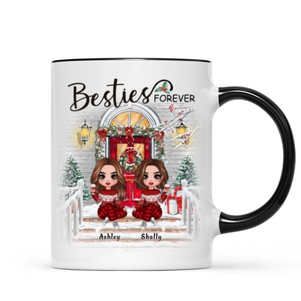 Christmas Best Friends Sisters Front Porch Personalized Mug Christmas Best Friends Sisters Front Porch Personalized Mug
