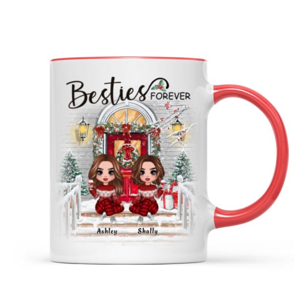 Christmas Best Friends Sisters Front Porch Personalized Mug Christmas Best Friends Sisters Front Porch Personalized Mug