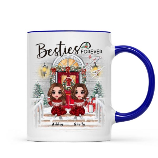 Christmas Best Friends Sisters Front Porch Personalized Mug Christmas Best Friends Sisters Front Porch Personalized Mug