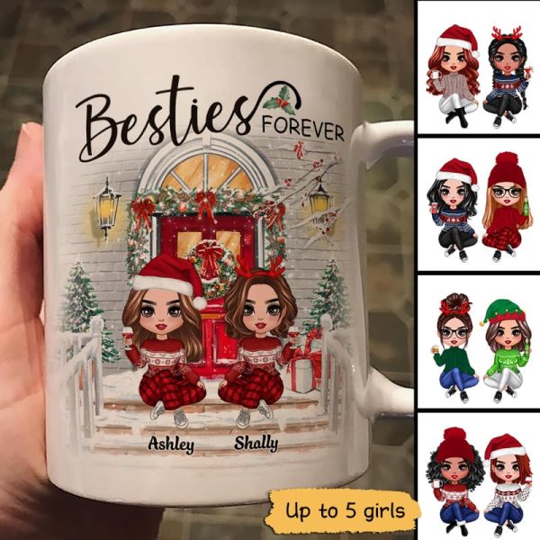 Christmas Best Friends Sisters Front Porch Personalized Mug Christmas Best Friends Sisters Front Porch Personalized Mug