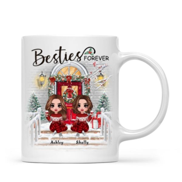 Christmas Best Friends Sisters Front Porch Personalized Mug Christmas Best Friends Sisters Front Porch Personalized Mug