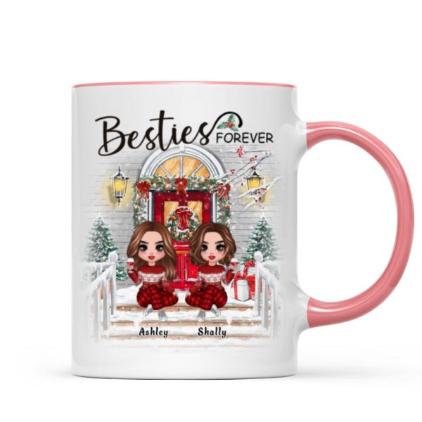 Christmas Best Friends Sisters Front Porch Personalized Mug Christmas Best Friends Sisters Front Porch Personalized Mug