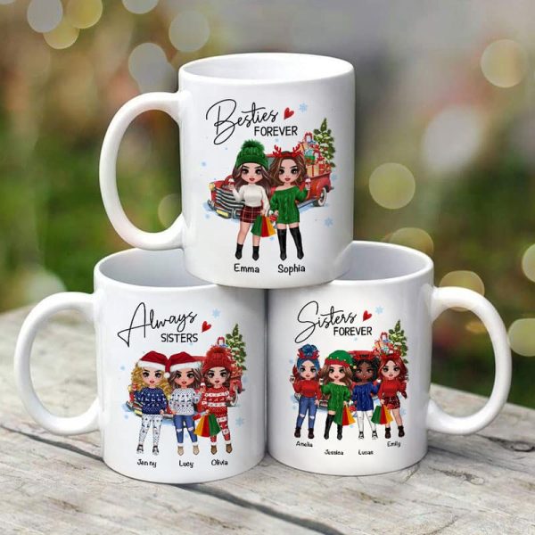 Christmas Best Friends Sisters Gifts Car Personalized Mug Christmas Best Friends Sisters Gifts Car Personalized Mug