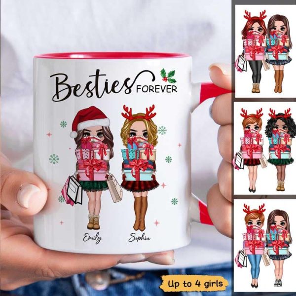 Christmas Best Friends Sisters Shopping Girls Personalized Mug