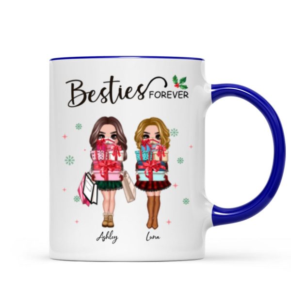 Christmas Best Friends Sisters Shopping Girls Personalized Mug
