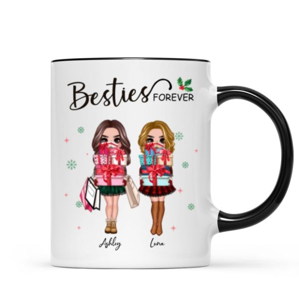 Christmas Best Friends Sisters Shopping Girls Personalized Mug