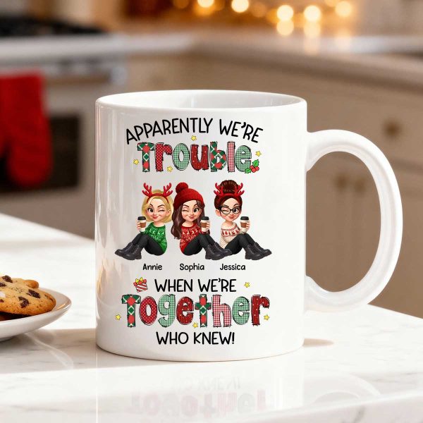 Christmas Besties Apparently We're Trouble When We're Together - Personalized Mug Christmas Besties Apparently We're Trouble When We're Together - Personalized Mug