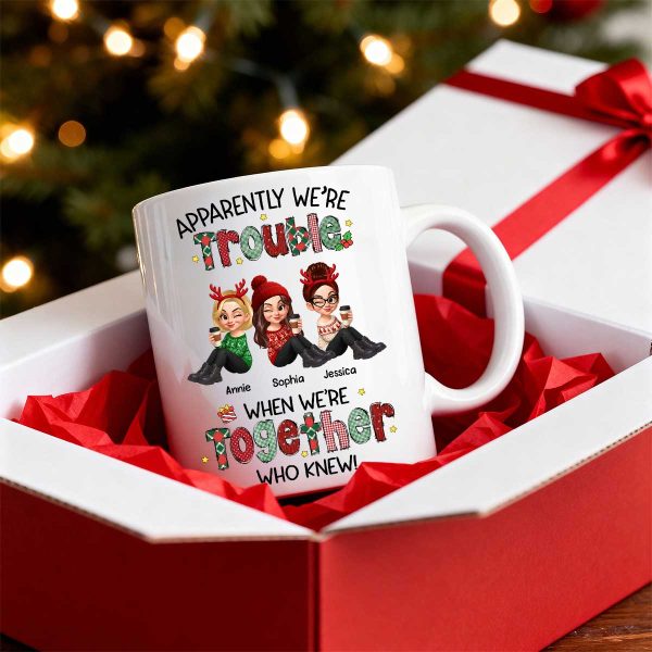 Christmas Besties Apparently We're Trouble When We're Together - Personalized Mug Christmas Besties Apparently We're Trouble When We're Together - Personalized Mug