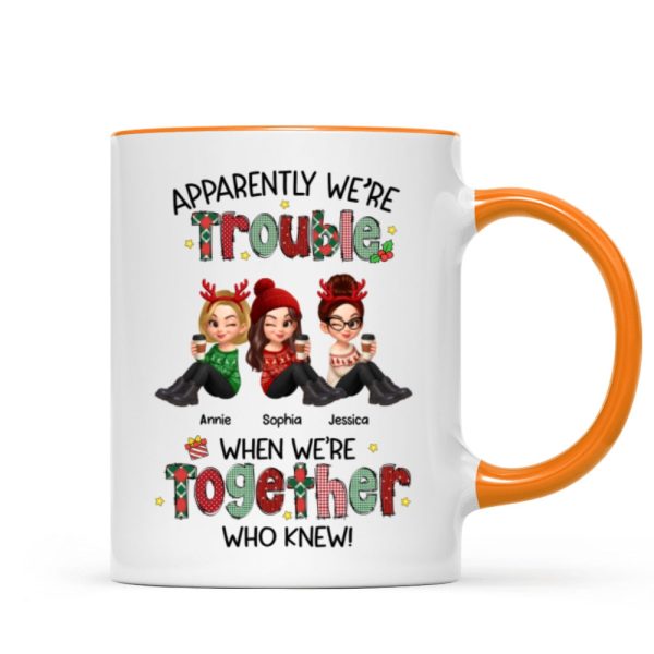 Christmas Besties Apparently We're Trouble When We're Together - Personalized Mug Christmas Besties Apparently We're Trouble When We're Together - Personalized Mug