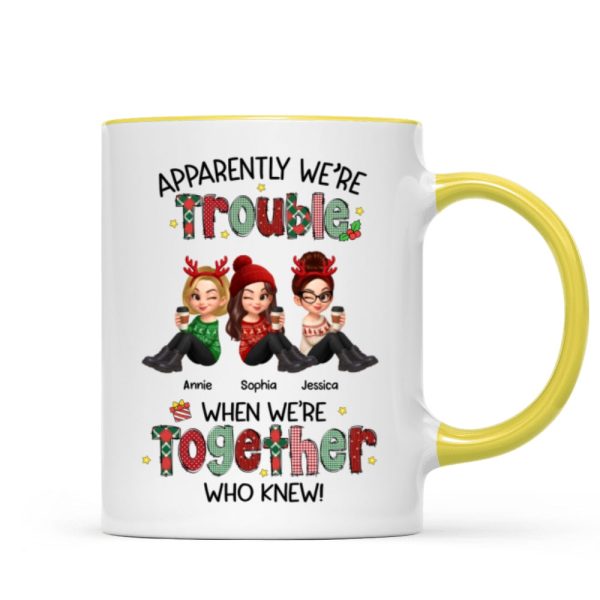 Christmas Besties Apparently We're Trouble When We're Together - Personalized Mug Christmas Besties Apparently We're Trouble When We're Together - Personalized Mug