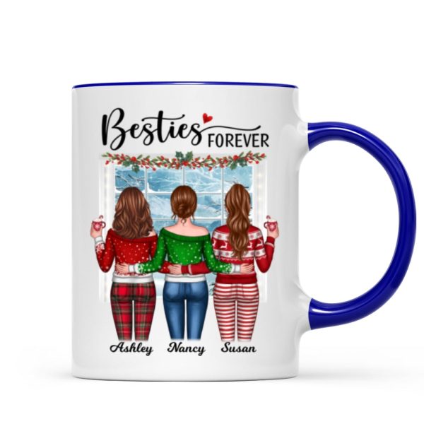 Christmas Besties Back View By Window Personalized Mug