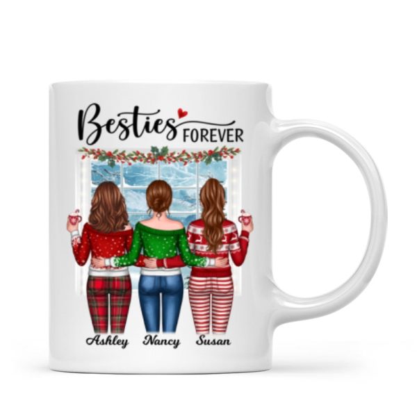 Christmas Besties Back View By Window Personalized Mug