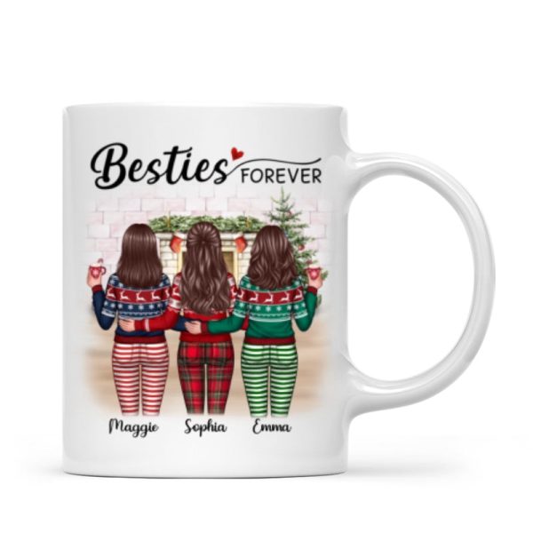 Christmas Besties Standing Back View In House Personalized Mug Christmas Besties Standing Back View In House Personalized Mug