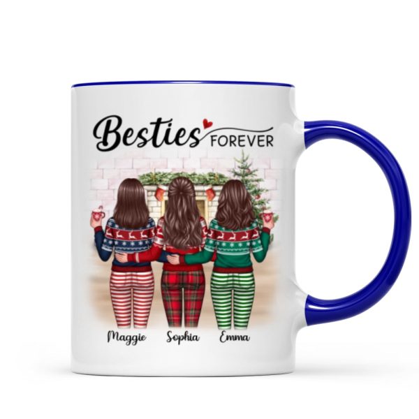 Christmas Besties Standing Back View In House Personalized Mug Christmas Besties Standing Back View In House Personalized Mug