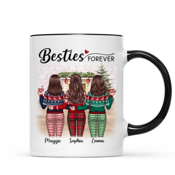 Christmas Besties Standing Back View In House Personalized Mug Christmas Besties Standing Back View In House Personalized Mug