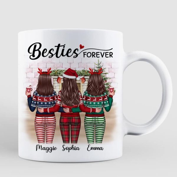 Christmas Besties Standing Back View In House Personalized Mug Christmas Besties Standing Back View In House Personalized Mug