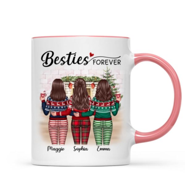 Christmas Besties Standing Back View In House Personalized Mug Christmas Besties Standing Back View In House Personalized Mug