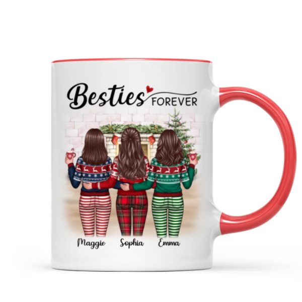 Christmas Besties Standing Back View In House Personalized Mug Christmas Besties Standing Back View In House Personalized Mug