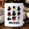 Christmas Black Cats Personalized Mug, Whimsical Cats with Santa Hat Gift with Custom Name Christmas Black Cats Personalized Mug, Whimsical Cats with Santa Hat Gift with Custom Name