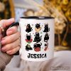 Christmas Black Cats Personalized Mug, Whimsical Cats with Santa Hat Gift with Custom Name Christmas Black Cats Personalized Mug, Whimsical Cats with Santa Hat Gift with Custom Name