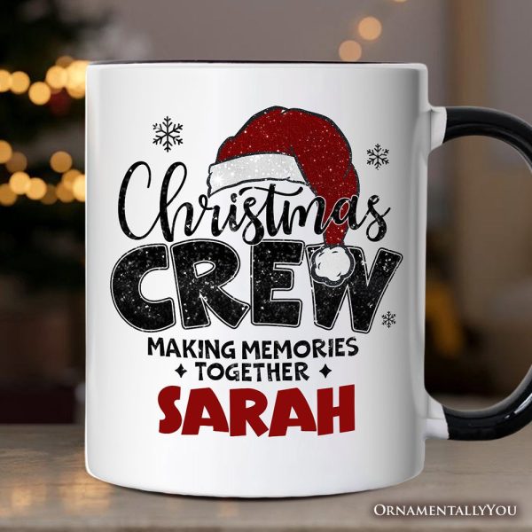 Christmas Crew Personalized Mug, Glitter Santa Hat Gift with Custom Name for Making Memories Christmas Crew Personalized Mug, Glitter Santa Hat Gift with Custom Name for Making Memories