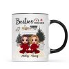 Christmas Doll Besties At Fireplace Personalized Mug Christmas Doll Besties At Fireplace Personalized Mug