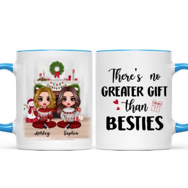 Christmas Doll Besties Sitting At Fireplace Personalized Mug Christmas Doll Besties Sitting At Fireplace Personalized Mug