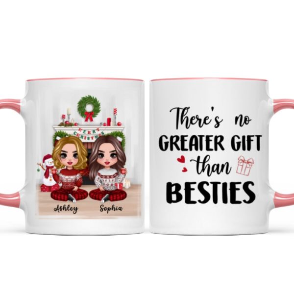 Christmas Doll Besties Sitting At Fireplace Personalized Mug Christmas Doll Besties Sitting At Fireplace Personalized Mug