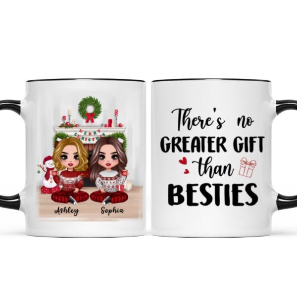 Christmas Doll Besties Sitting At Fireplace Personalized Mug Christmas Doll Besties Sitting At Fireplace Personalized Mug