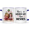 Christmas Doll Besties Sitting At Fireplace Personalized Mug Christmas Doll Besties Sitting At Fireplace Personalized Mug