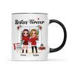 Christmas Doll Besties Standing By The Window Personalized Mug Christmas Doll Besties Standing By The Window Personalized Mug