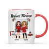 Christmas Doll Besties Standing By The Window Personalized Mug Christmas Doll Besties Standing By The Window Personalized Mug