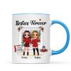 Christmas Doll Besties Standing By The Window Personalized Mug Christmas Doll Besties Standing By The Window Personalized Mug