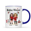 Christmas Doll Besties Standing By The Window Personalized Mug Christmas Doll Besties Standing By The Window Personalized Mug